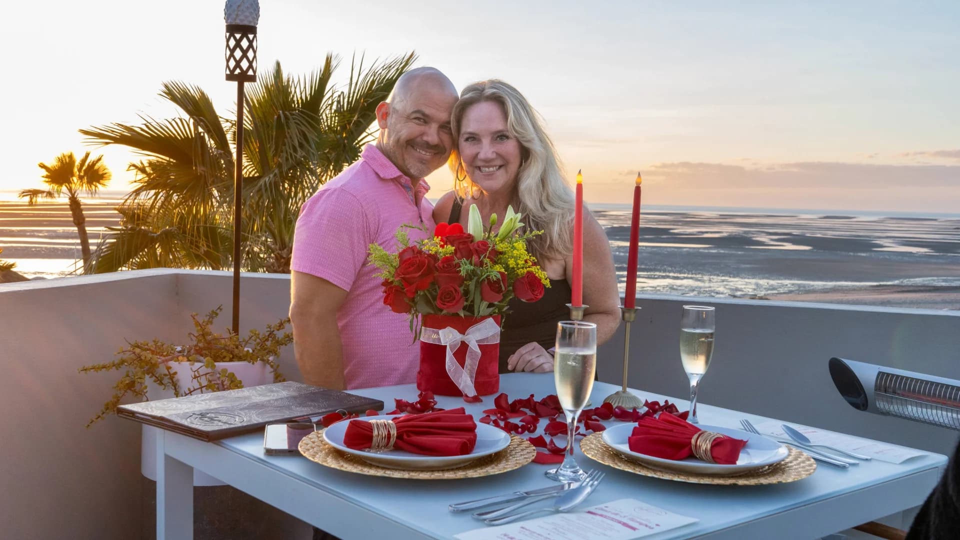 Romantic proposal or couple setting