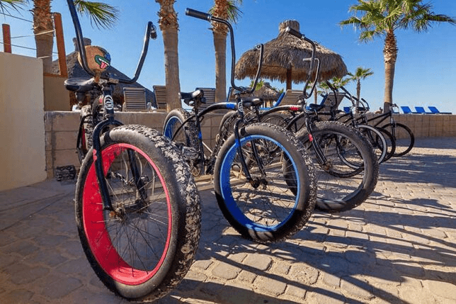 Beach cruiser bikes available for rent at Laguna Shores Resort